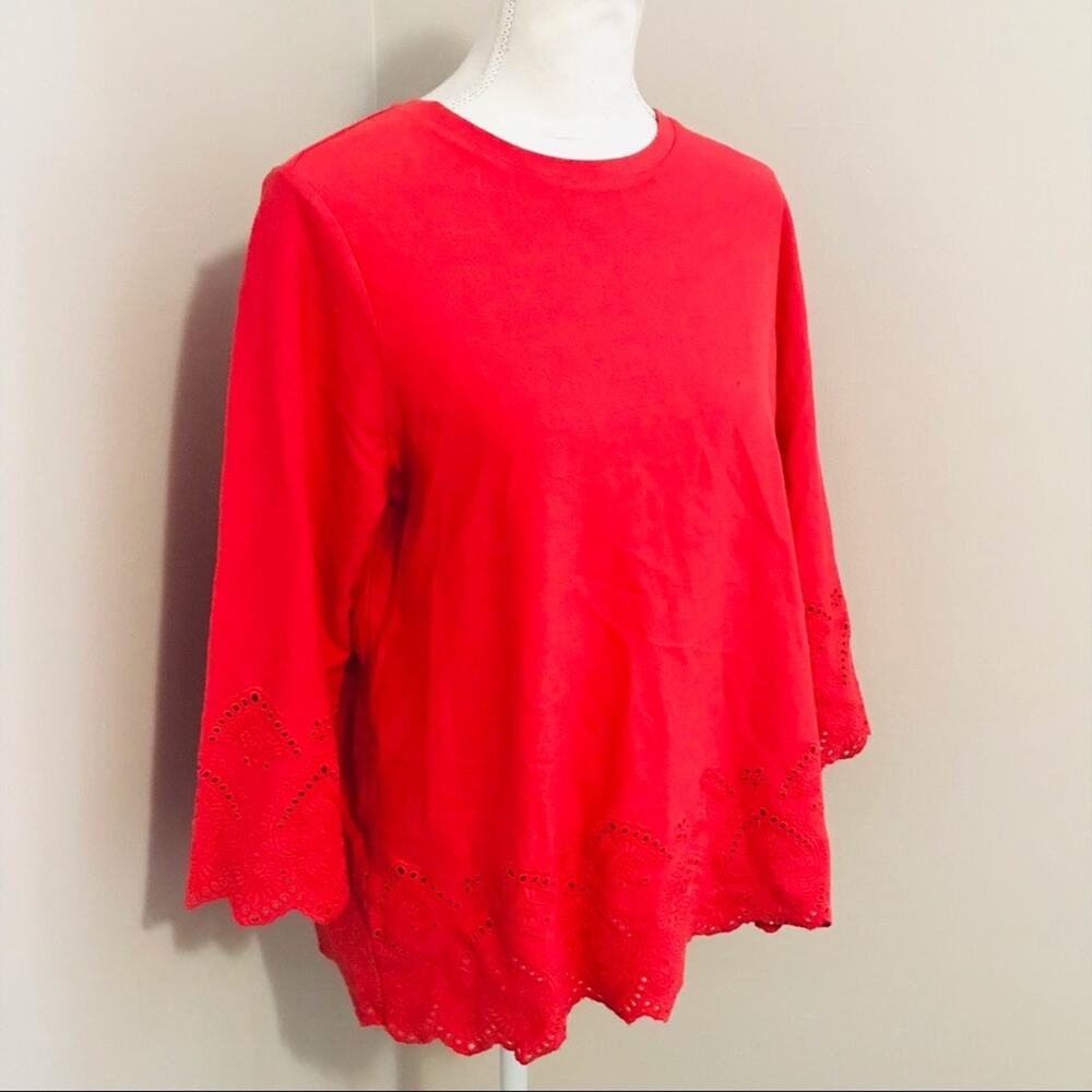 J Jill Eyelet Trim Top
